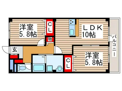 プロスペールE・NO.11(2LDK/1階)の間取り写真