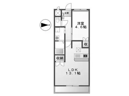 シャンティ(1LDK/2階)の間取り写真
