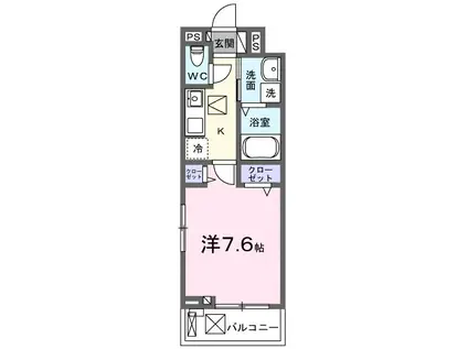 ヴィオラ田村II(1K/1階)の間取り写真