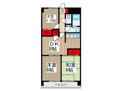 サクシード(3DK/1階)の間取り写真