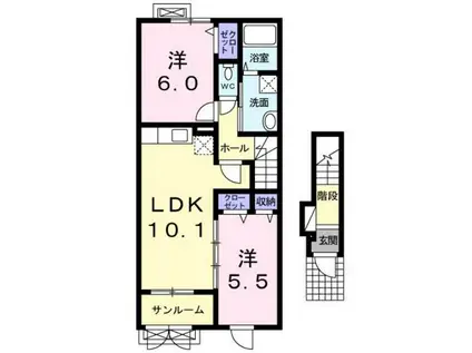 サワディ- II(2LDK/2階)の間取り写真