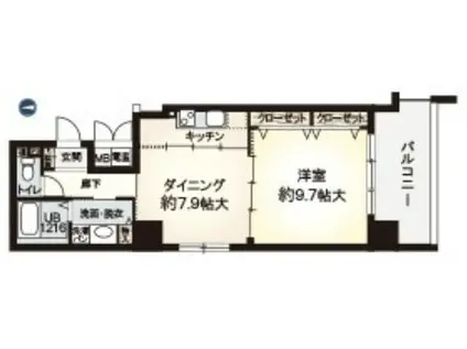 アルデールヒル内久宝寺(1LDK/9階)の間取り写真