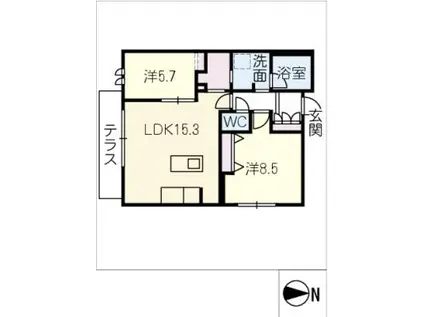 シャーメゾンウィンクス(2LDK/1階)の間取り写真