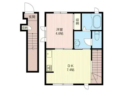 シャルマンシャンプル(1DK/2階)の間取り写真