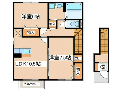 シャトレーマグノリアI(2LDK/2階)の間取り写真