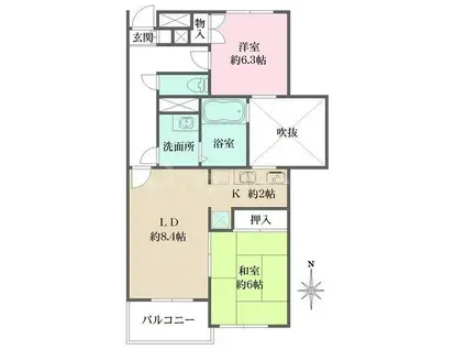 セントラルパーク氷川台(2LDK/2階)の間取り写真