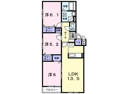 CASA DEL MAR(3LDK/1階)の間取り写真