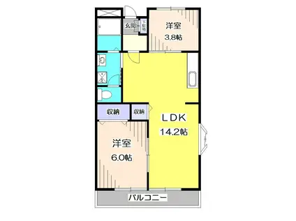 パビリオン小手指(2LDK/5階)の間取り写真