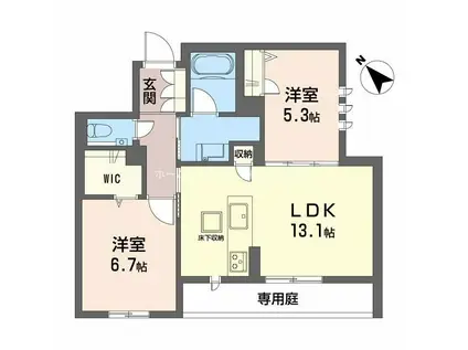 アークヒルズ豊橋(2LDK/1階)の間取り写真