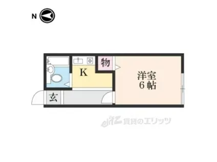 ハイツ湖南(1K/2階)の間取り写真