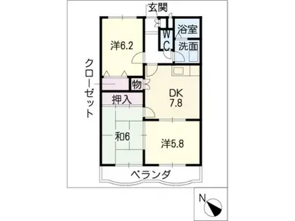 エクレール・アミイ(3DK/2階)の間取り写真