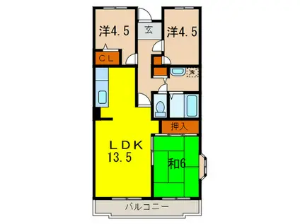 エスポワールK15(3LDK/4階)の間取り写真