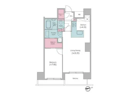 レジディアタワー目黒不動前(1LDK/18階)の間取り写真