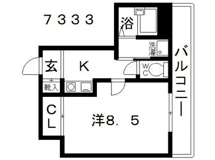 サンコークレアール(1K/5階)の間取り写真
