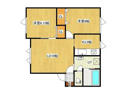 フリージアA(2LDK/1階)の間取り写真