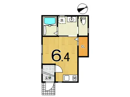 クレア東馬込(ワンルーム/1階)の間取り写真