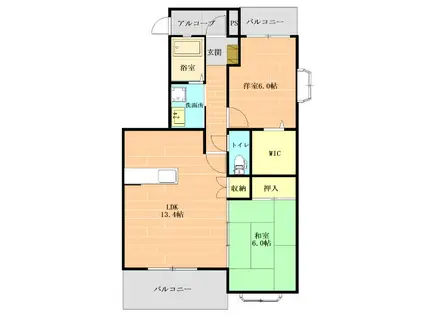 エタニティー帯山(2LDK/2階)の間取り写真