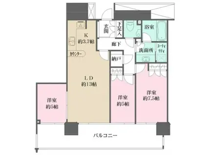 エムエムタワーズザウエスト(3LDK/10階)の間取り写真