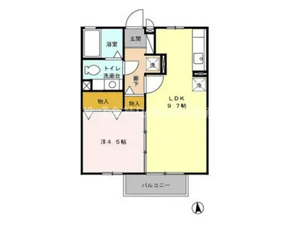 ヴィラモナリエール(1LDK/1階)の間取り写真