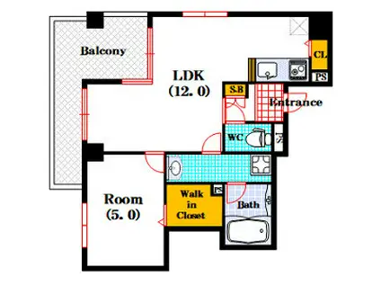 ラヴィベール上本町(1LDK/6階)の間取り写真