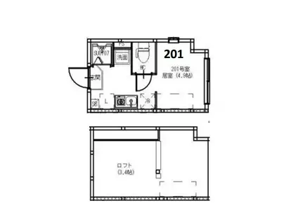 ハーモニーテラス東大泉III(ワンルーム/2階)の間取り写真