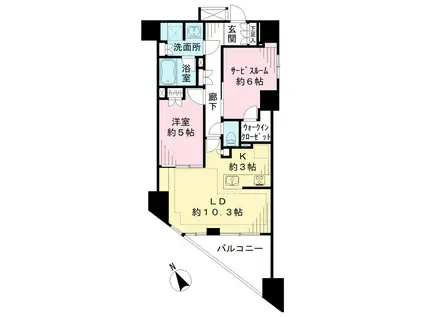 パレステージ藤沢シャインコート(1SLDK/5階)の間取り写真