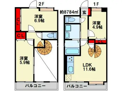 J-スクエア(3LDK/11階)の間取り写真