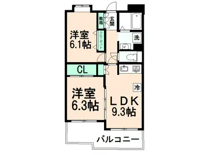 PLENDY-HILLS高幡不動(2LDK/3階)の間取り写真