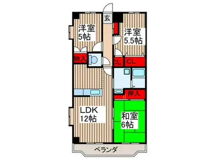 シャルマン2(3LDK/1階)の間取り写真
