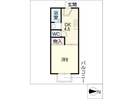 フレマリール小木田(1DK/1階)の間取り写真