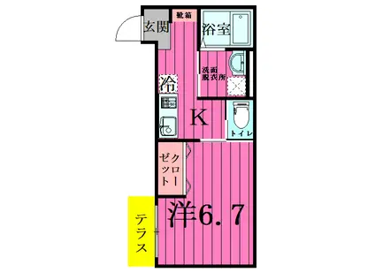 アルカディアメゾン(1K/1階)の間取り写真