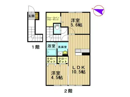 グラード高田 A(2LDK/2階)の間取り写真