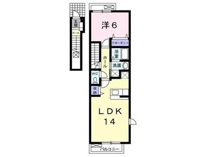 カーサ・プラシード(1LDK/2階)の間取り写真