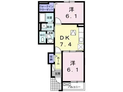 クレストールKII(2DK/1階)の間取り写真