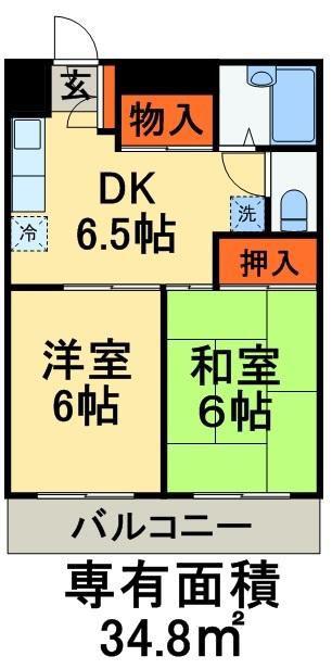 コンフォール長沼(2DK/5階)の間取り写真