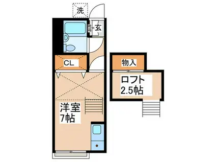 コーポ大門Ⅳ(ワンルーム/2階)の間取り写真