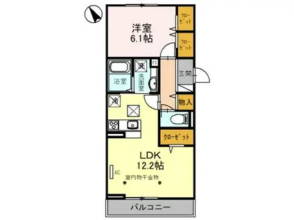 プランドール蒲生南町I(1LDK/3階)の間取り写真