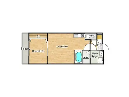 ジーメゾン川西ルミエール(1LDK/1階)の間取り写真