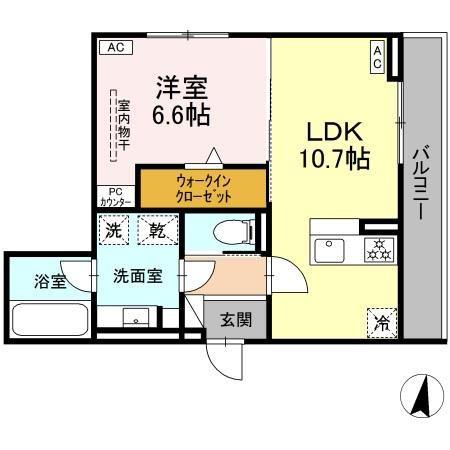 セレスティア苗代(1LDK/3階)の間取り写真