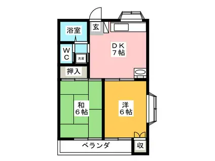 カーサクリハラ パートII(2DK/2階)の間取り写真