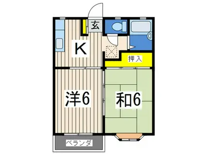 ジュネス柏(2K/2階)の間取り写真