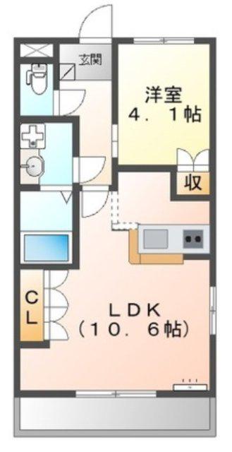 ヴィラ MS(1LDK/1階)の間取り写真
