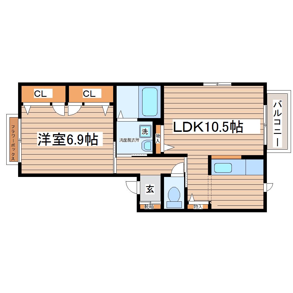 ウェルネス ハギ(1LDK/1階)の間取り写真