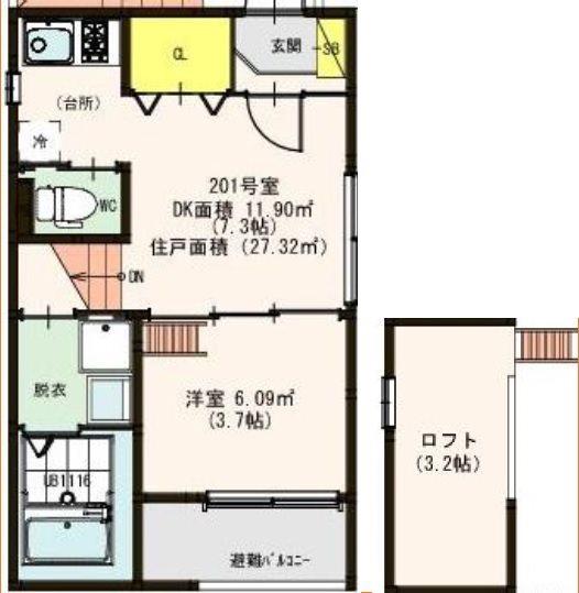 ハーモニーテラス野並IV(1LDK/2階)の間取り写真