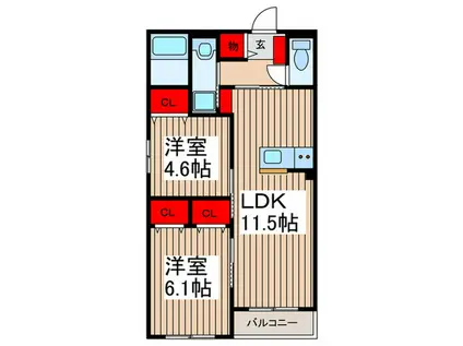 東武野田線 藤の牛島駅 徒歩1分 3階建 築1年(2LDK/1階)の間取り写真