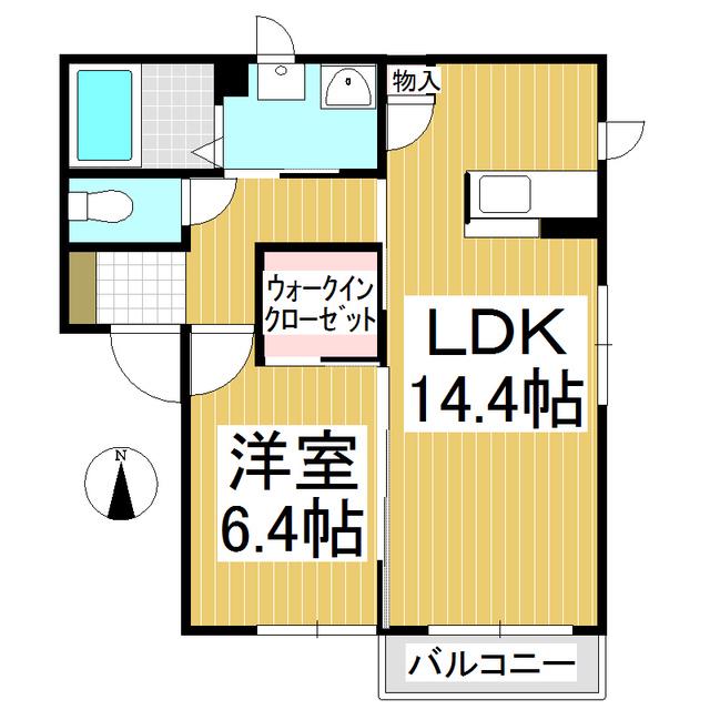 レイクヒルズこじまB(1LDK/2階)の間取り写真