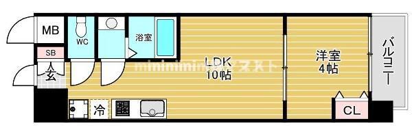 AND TERRACE 文の里(1LDK/2階)の間取り写真
