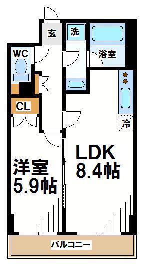 アファンガーデン(1LDK/2階)の間取り写真