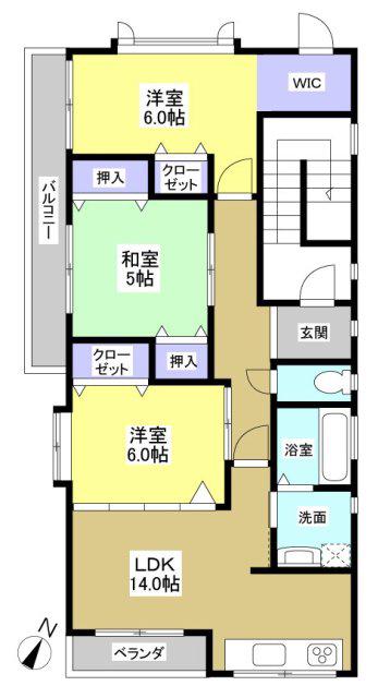 いながわ(3LDK/3階)の間取り写真