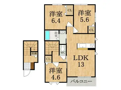 ラ・フェリシア(3LDK/2階)の間取り写真